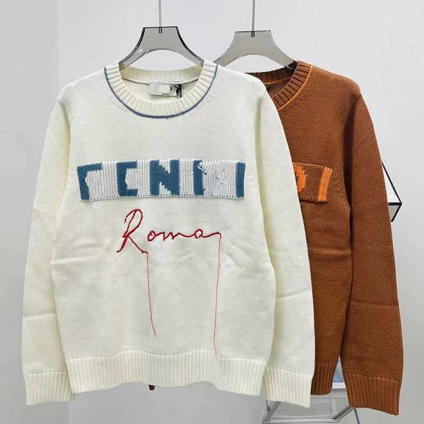 

designer sweater women Early Autumn Solid Round Neck Letter Jacquard Pullover Knitted Casual Versatile Long Sleeve Sweater Top Fashion Trend WS91, White