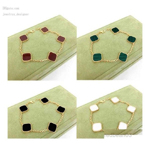

designer bracelets charm bracelets elegance fashion classic4/four leaf clover charms bangle chain van gem agate shell luck flowers for women, Black