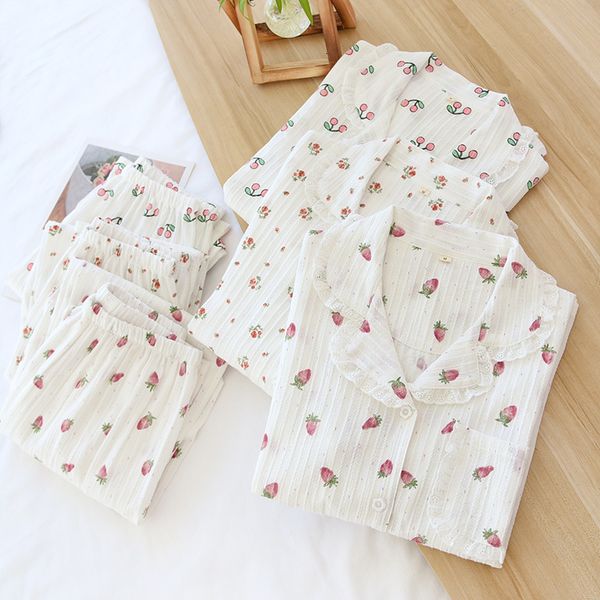 

women's sleepwear fdfklak women's long sleeve pajamas comfortable pajamas pjama set spring home clothing cotton women's pajam, Black;red