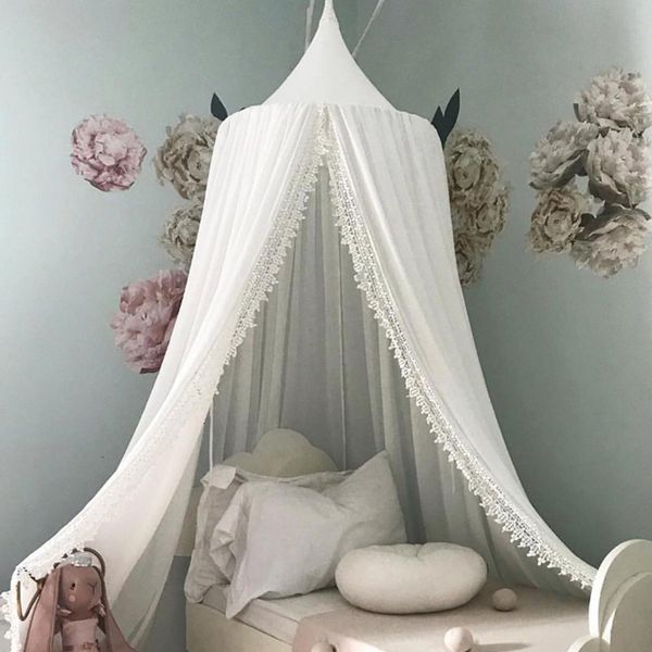 

crib netting ins baby room decor mosquito net kid bed curtain canopy round tent baldachin 240cm bedroom girl cot ewtgwr 230407