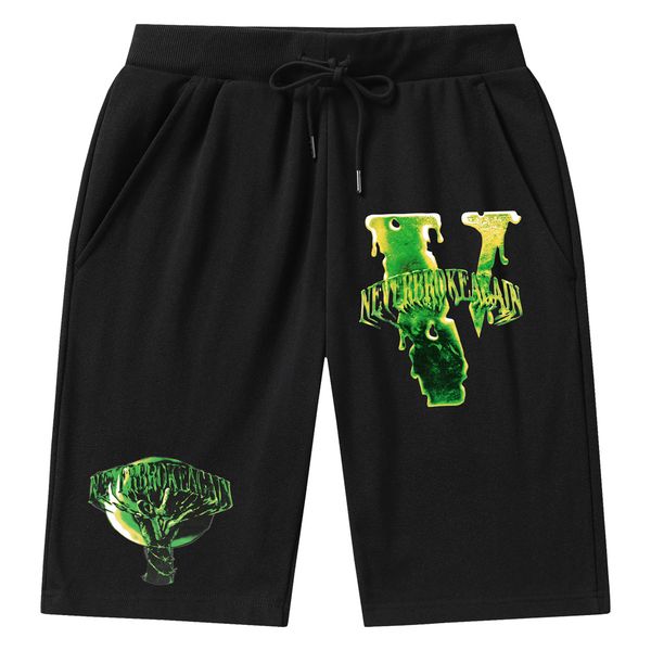 

2023 vlone men's t-shirt fashion design pants high street letter printing casual pants sports versatile shorts summer beach pants, White;black
