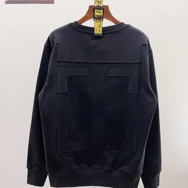 

cotton long sleeved tshirt mens sweater ow designer hoodie men women sweaters off embroidery pullover coat 4xl oi1e, Black
