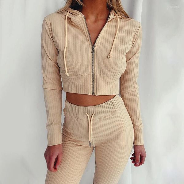 

womens pants 1 set spring home hooded longsleeve with zipper suit outfits ladies slim casual homewear, Black;white