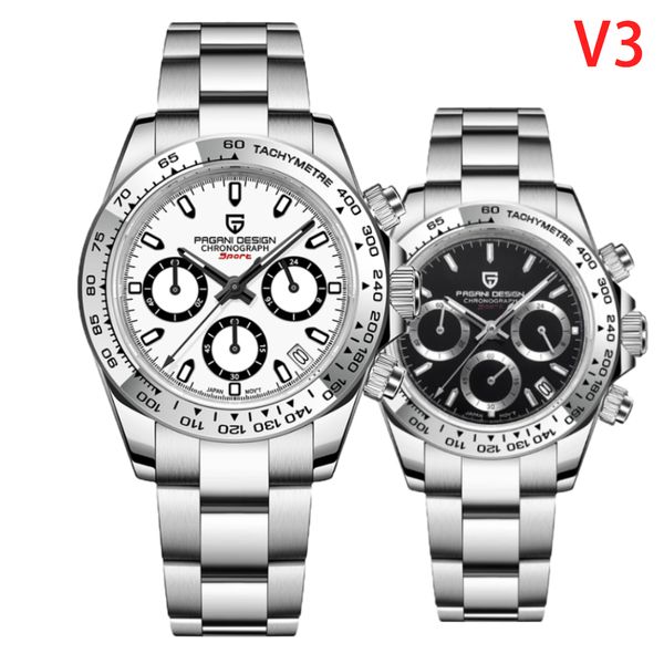 

wristwatches pagani design stainless steel bezel men quartz wristwatches luxury sapphire glass chronograph vk63 watch reloj hombre 230407, Slivery;brown