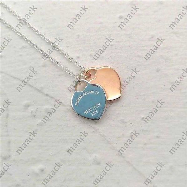 

pendant necklaces classic 925 sterling silver necklace double heart pendant women's fashion jewelry original 1 1 return m230408