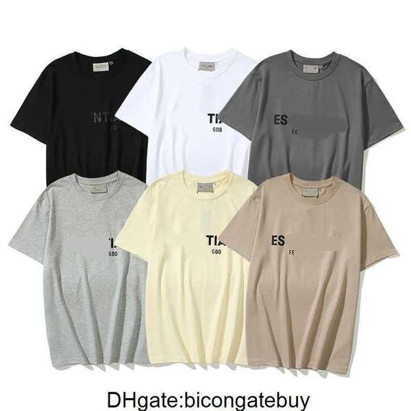 

designer ess t shirts mens chest letter laminated print ide short sleeve fog high street loose oversize casual pure tees for men and womens, White;black