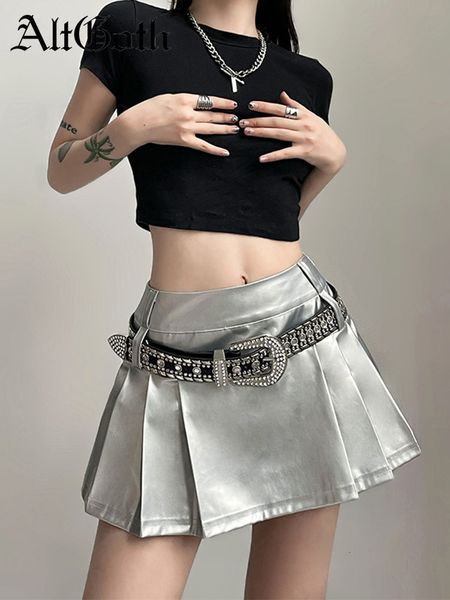 

skirts altgoth harajuku cyberpunk sliver women mall gothic streetwear high waist pleated emo alternative rave outfit female 230408, Black