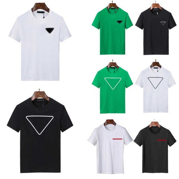 

prad men's t-shirts designer bag leisure fashion print short sleeve solid color breathable slim fit round neck women's t-shirt bla, White;black