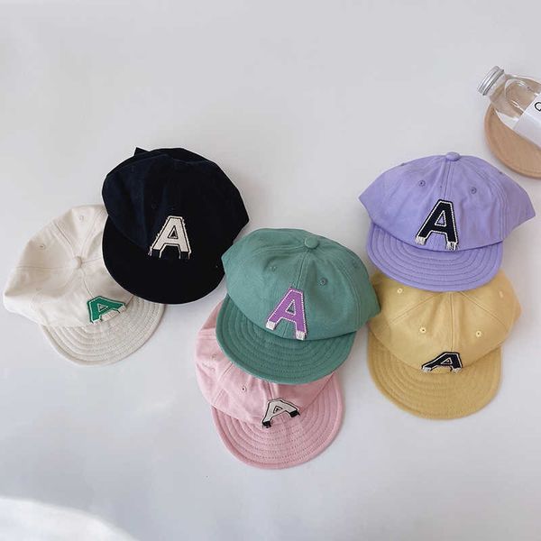 

caps hats spring summer baby baseball hats cotton kids boys girls sun hats fashion letter a pattern casual children peaked caps w0408, Yellow