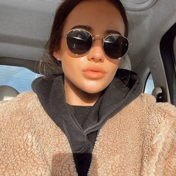 

sunglasses frames oval vintage round pink ocean color lens mirror woman female brand design metal frame circle glasses 230407, Silver