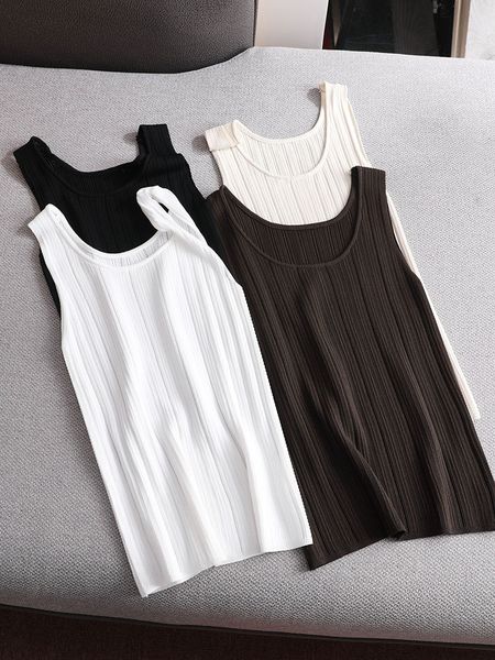 

camisoles tanks and unique basic u-neck summer white knitted women's tank sleeveless t-shirt retro casual 230408, Black;white