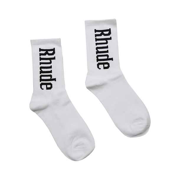 

2023 rhude simple letter cotton european american street trend socks men and women socks rhude couple in-tube socks a3, Black