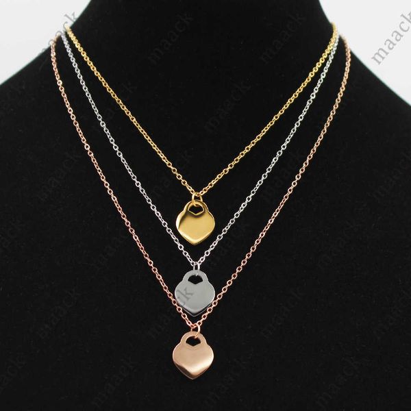 

pendant necklaces new style stainless steel fashion t necklace jewelry heart-shaped pendant love necklaces for women's party wedding gi, Silver