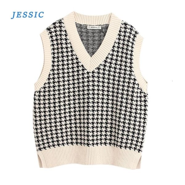 

women's vests jessic ultrafine knitted women's v-neck sleeveless side vented loose women's tank fashion 230408, Black;white