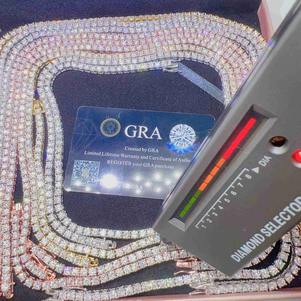 

fine jewelry vvs moissanite tennis necklace 925 sterling silver iced out tennis chain