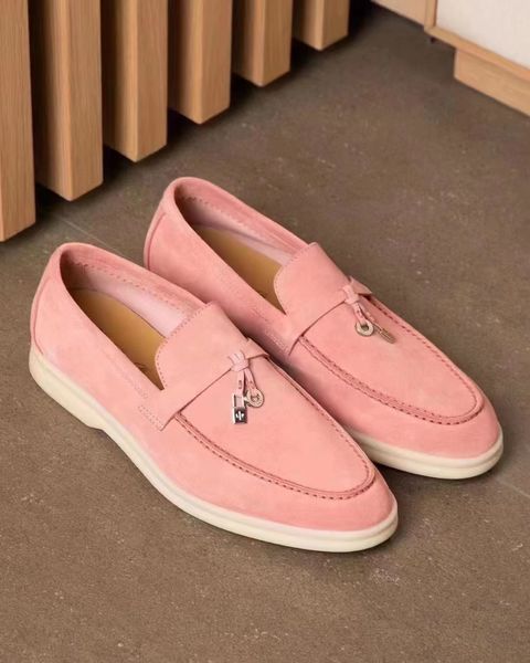 

sandals master quality lp summer walk suede leather soft outsole lady comfortable lightweight four seasons leisure loafers woman 230407, Black