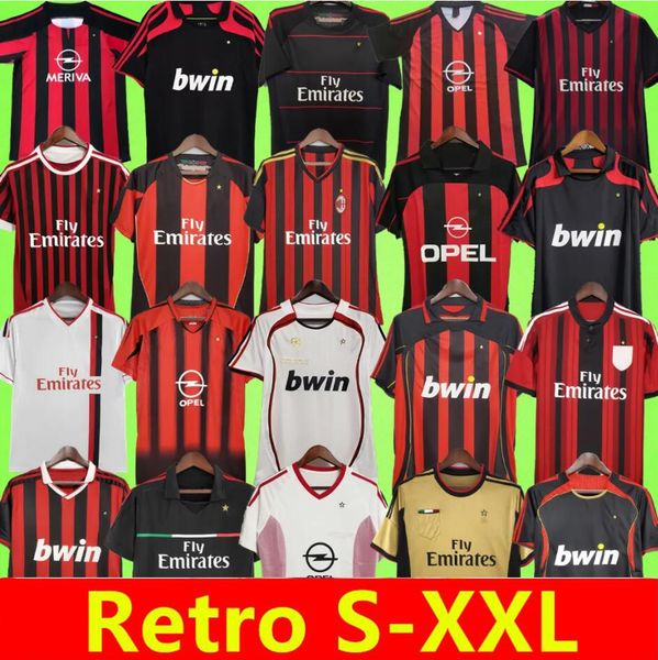 

retro soccer jerseys 95 96 02 03 04 05 06 07 09 10 11 12 13 14 ac kaka milan ibrahimovic weah maldini football shirts 2006 2007 2008 2009 20, Black;yellow