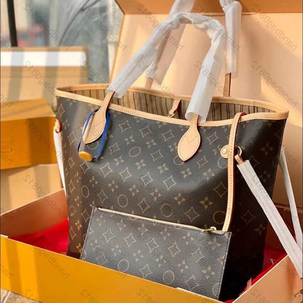 

wholesale classic designer tote bag fashion flower leather handbags women high capacity composite shopping shoulder bags brown beige wallets