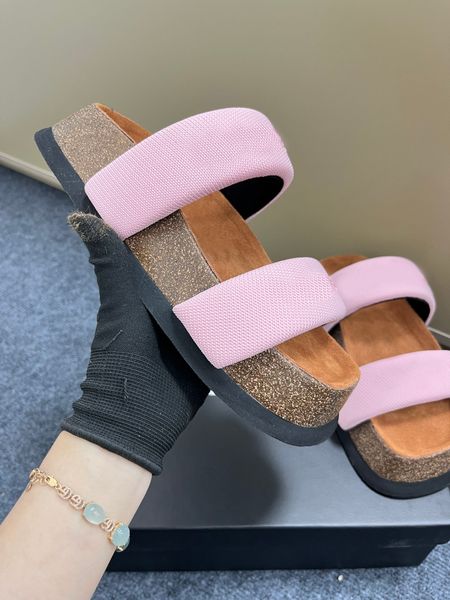 

alex wang taji platform cork slide beach sandals men women designer slippers black pink beige high heels 2.5cm summer slides aw square toe m