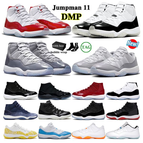 

with 100% box cement grey 11 basketball shoes jumpman 11s dmp men women cherry low cool grey bred concord 11 yellow snakeskin space jam mens, Black