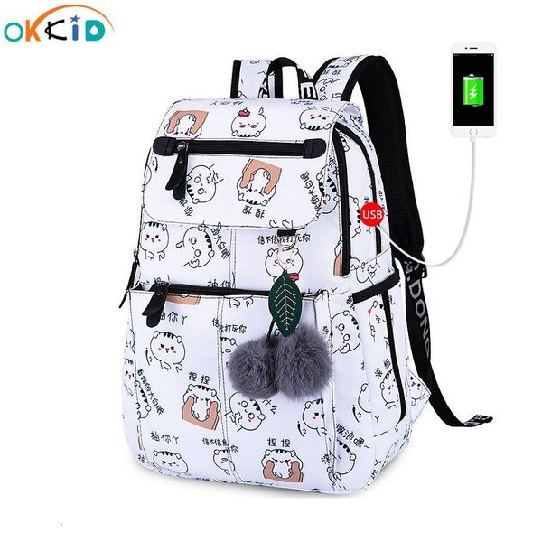 

school bags okkid school bags for girls female lapbackpack usb backbag children backpacks cute cat school backpack for girls bag pack 230408