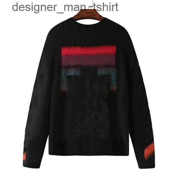 

designers sweater mens womens arrow color gradient cardigan lover senior classic multicolor round neck autumn winter keep warm comfortable 2, White;black