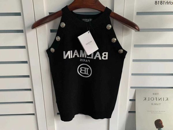 

22ss barmas spring and summer new product bal jacquard letter slim fitting vest suspender women's t shirt ins ejws, White