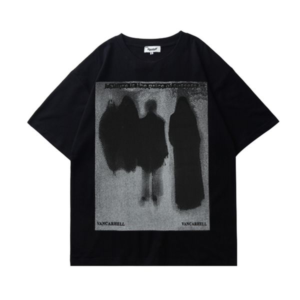 

men's t-shirts american street trend brand dark graffiti: design theme oversize short-sleeved t-shirt loose type youth pop, White;black