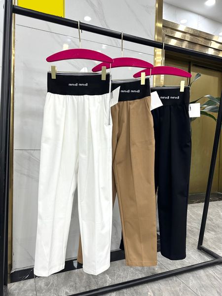 

fashion women's pants 2023 all match casual ladies 3 colour straight pants women side zip high waist elegant pant trousers, Black;white