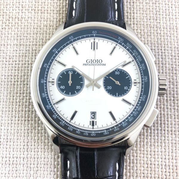 

men quartz chronograph watch black blue green leather, Slivery;brown