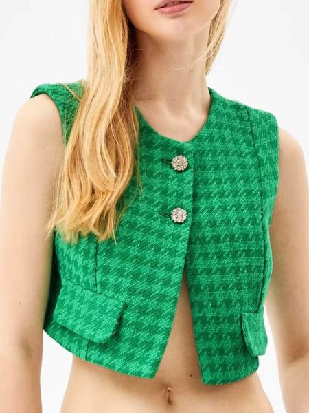 

women's vests kumsvag summer women's short tank coats sweet vein button pocket women's elegant street o-neck tank 230408, Black;white