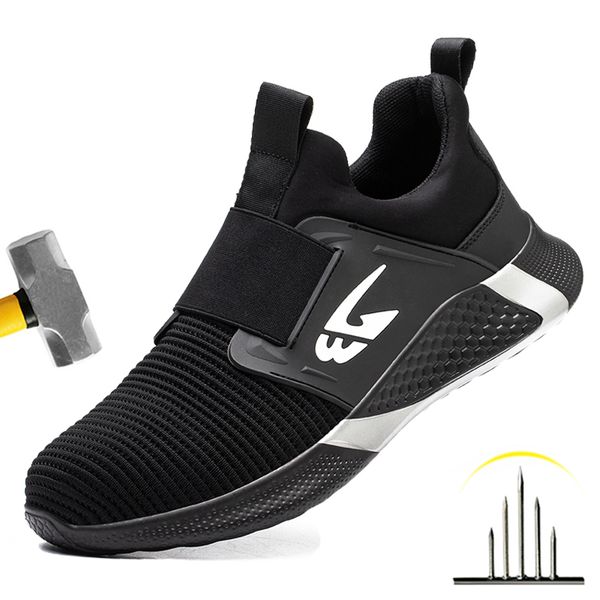 

dress shoes fashion safety men boots steel toe punctureproof work sneakers male indestructible footwear 230407, Black