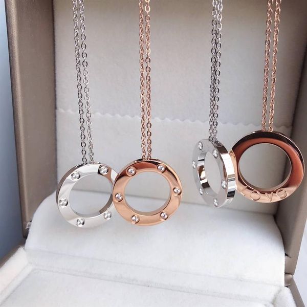 

love pendant necklace titanium steel rose gold pendant party wedding necklace classical never fade fashion jewelry without box216i, Silver