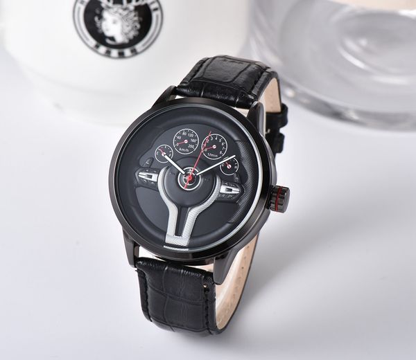 

wrist watches for men 2023 mens watches three needles quartz watch luxury brand clock car logo fashion steel and leather strap montre de lux, Slivery;golden