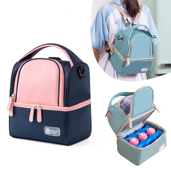 

ice packsisothermic bags portable double layer cooler lunch bag oxford cloth thermal insulated picnic food bento tote container mommy for wo