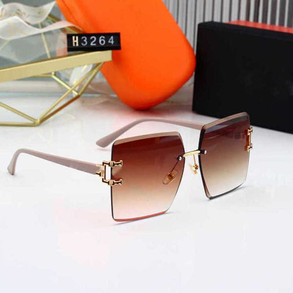 

luxury designer summer sunglasses frameless trimmed mesh red letter fashion gradient color resistant, White;black