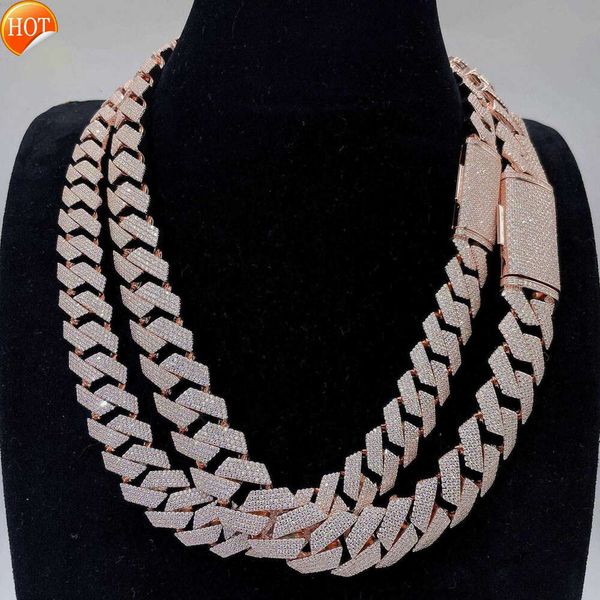 

Cuban Link Chains Moissanite Necklace Hip Hop 925 Sterling Silver VVS Moissanite Diamond Jewelry For Men Women