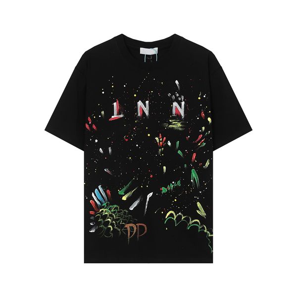 

summer new designer t shirts splash ink graffiti printed womens tshirt men cotton casual tees short sleeve oversize hip hop streetwear shirt, White;black