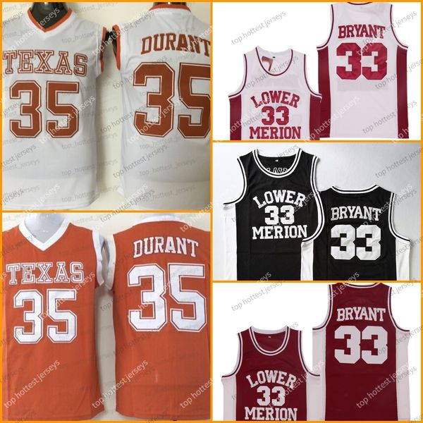 

lower merion 33 bryant jersey texas longhorns 35 kevin durant mens jerseys college all stitched shirts ncaa orange white red, Black