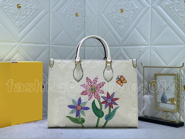 

m46416 womens yk on the go mm gm totes bag embossed empreinte monograms floral shoulder bag ladies japan artist dots flowers cross-body shop