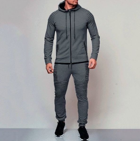 

men's tracksuits athletic suit men's sportswear running gym clothing leisure hoodie athletic suit men's zippered sweatshirtpa, Gray