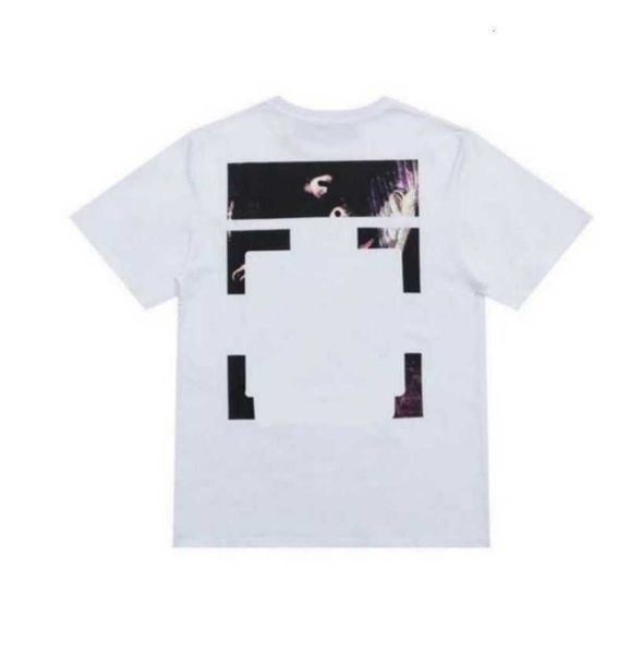 

summer fashion brand offs mens t shirts ow religious oil painting direct spray arrow tshirts hip hop short sleeve loose men tees women hu4, White;black