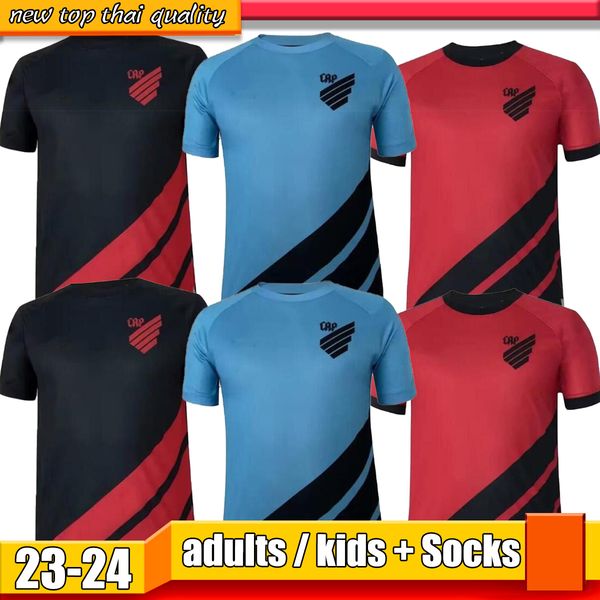 

2023 2024 malos romero soccer jerseys club athletico paranaense home red and away blue third 23 24 cirino fernandinho men 3rd football shirt, Black;yellow