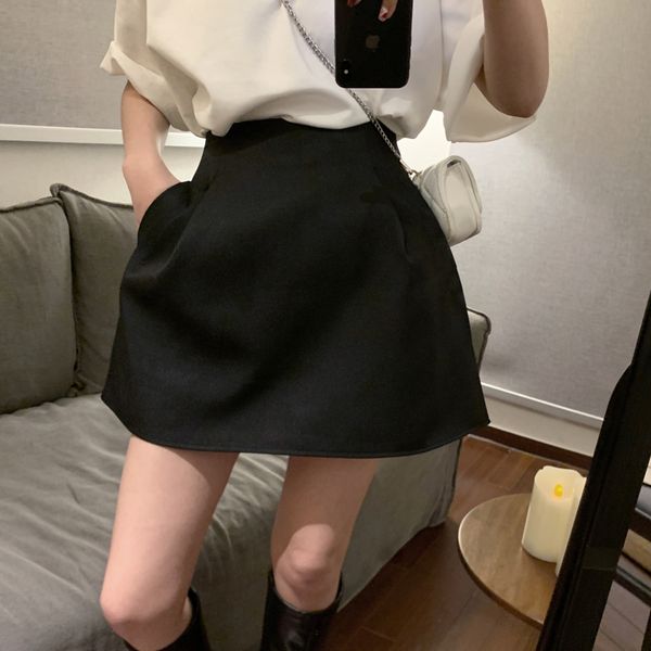 

skirts high waist wild faldas jupe short puffy pocket black for women y2k white casual suit skirt work style chic 230407