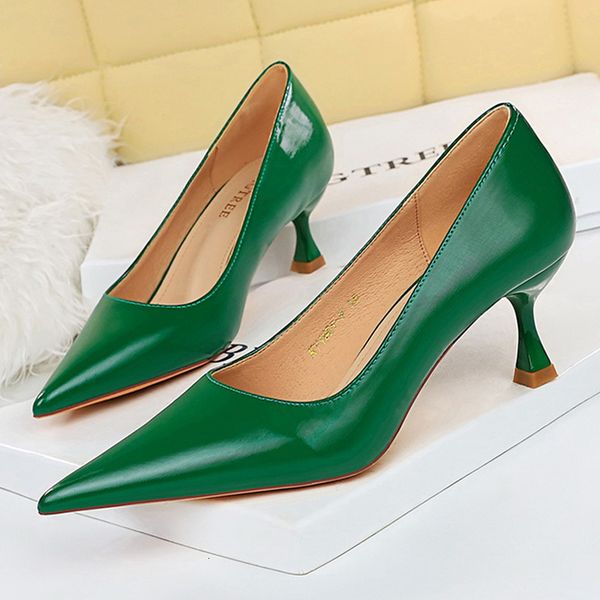 

dress shoes bigtree shoes fashion kitten highheeled shoes women pumps pu leather shoes high heels occupation ol office shoes plus size 43 23, Black