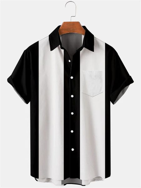 

men's casual shirts sales creative 3d digital black and white grid collage pattern flip holiday casual short sleeve shirt s-5xl 230408, White;black