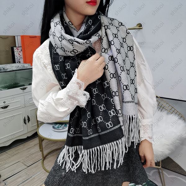 

Scarves women Trendy Letter Jacquard Long Scarf Double Side Color Scarves Designer Woman Cashmere Wrap Large Size 70*180cm