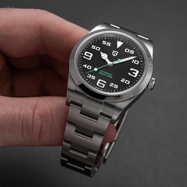 

wristwatches pagani design 40mm men s automatic mechanical wristwatch luxury sapphire ar glass waterproof clock watch for men stainless stee, Slivery;brown