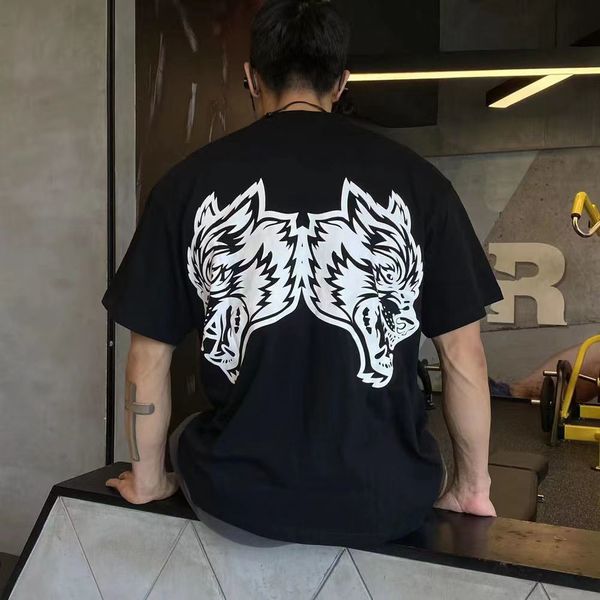 

mens tshirts summer cotton men wolf head print women t shirt fashion brand wolves graphic oversized clothes 230407, White;black