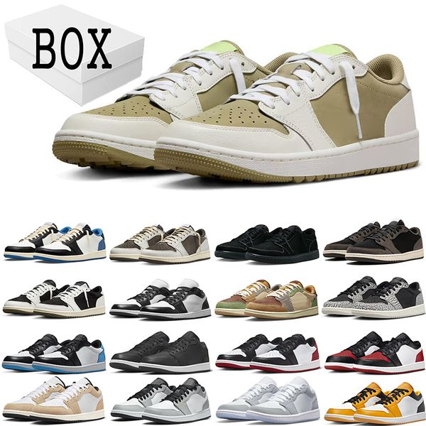 

golf jumpman 1 basketball shoes 1s low traviss scott men women Neutral Olive Wolf Grey reverse mocha Panda UNC Lucky Green Black Toe outdoor sport sneaker trainer